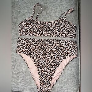 Xhilaration leopard bikini top and high waist bottom NWOT
